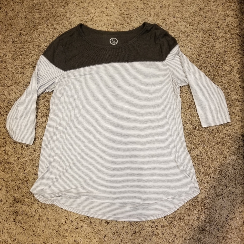 Maurices 3/4 sleeve striped Large top